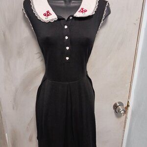 Hot Topic Black Dress with White Collar and Red Accents